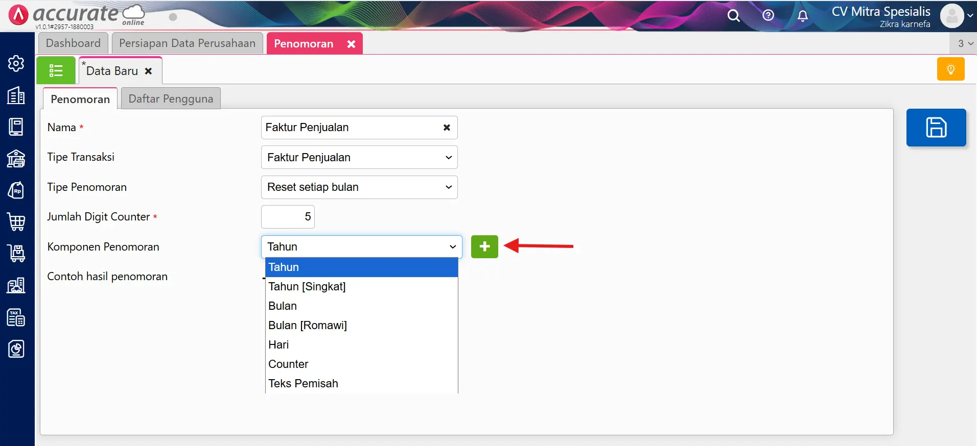 membuat penomoran otomatis
